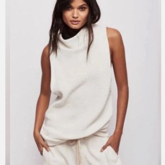 Free People Isla Ottoman Slouchy Ribbed Knit Tunic Sweater Top Mock Neck Boho S - Picture 2 of 11